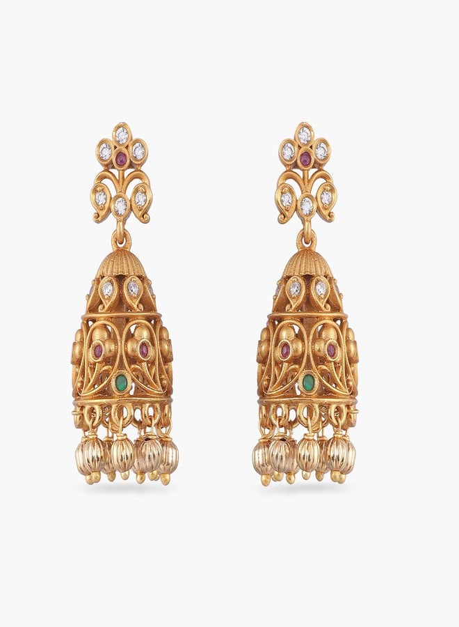 TARINIKA Antique Gold Plated Zeel Short Necklace set with Floral Design - Indian Jewelry Sets for Women | Perfect for Casual Occasions | Traditional south Indian necklace | 1 Year Warranty* - Image 4